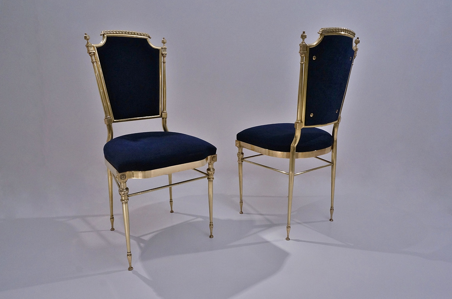 Neoclassical brass chairs a pair 1950 s ca French in Vintage